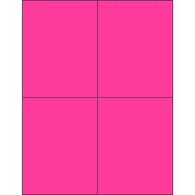 Rectangle Laser Labels, 5-1/2"L x 4-1/4"W, Fluorescent Pink, 4 Labels/Sheet view 2