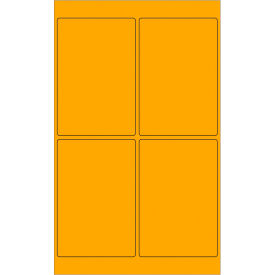 Rectangle Laser Labels, 6"L x 4"W, Fluorescent Orange, 4 Labels/Sheet view 2