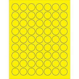 1" Dia. Circle Laser Labels, Fluorescent Yellow, 63 Labels/Sheet view 2