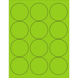 2-1-1/2" Dia. Circle Laser Labels, Fluorescent Green, 12 Labels/Sheet view 2