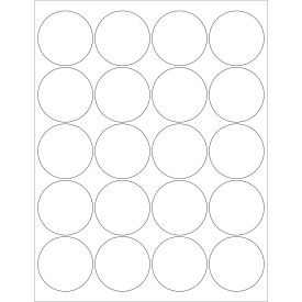 2" Dia. Circle Laser Labels, Glossy White, 20 Labels/Sheet view 2
