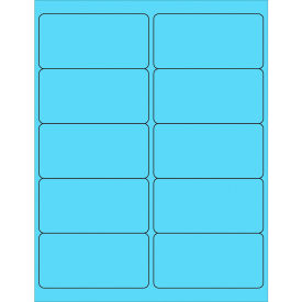 Tape Logic Removable Rectangle Laser Labels 2"L x 4"W Pastel Blue 10 Labels/Sheet 