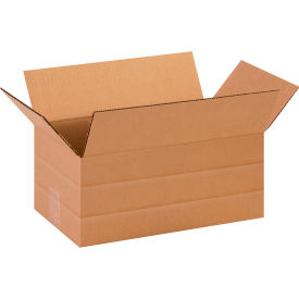Global Industrial B68952 Global Industrial™ Multi Depth Cardboard Corrugated Boxes, 14"L x 8"W x 6"H, Kraft image.