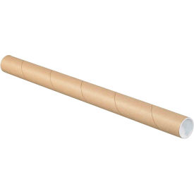 Global Industrial B42898 Mailing Tubes With Caps, 1-1/2" Dia. x 9"L, 0.06" Thick, Kraft, 50/Pack image.