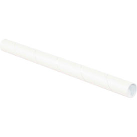 Global Industrial B69132 Mailing Tubes With Caps, 1-1/2" Dia. x 12"L, 0.06" Thick, White, 50/Pack image.