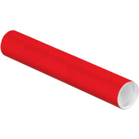 Colored Mailing Tubes With Caps 2"" Dia. x 12""L 0.06"" Thick Red 50/Pack