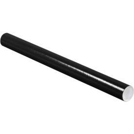Global Industrial B69106 Colored Mailing Tubes With Caps, 2" Dia. x 24"L, 0.06" Thick, Black, 50/Pack image.