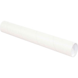 Mailing Tubes With Caps 3"" Dia. x 6""L 0.06"" Thick White 24/Pack