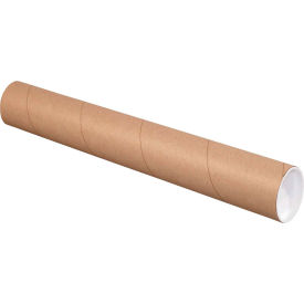 Global Industrial B42906 Mailing Tubes With Caps, 3" Dia. x 15"L, 0.06" Thick, Kraft, 24/Pack image.
