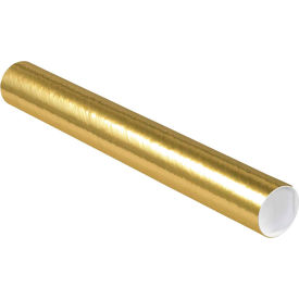 Global Industrial B42890 Colored Mailing Tubes With Caps, 3" Dia. x 24"L, 0.07" Thick, Gold, 24/Pack image.