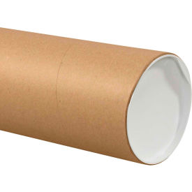 Global Industrial B545983 Jumbo Mailing Tubes With Caps, 6" Dia. x 30"L, 0.125" Thick, Kraft, 10/Pack image.