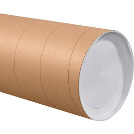 Global Industrial B1638604 Global Industrial™ Jumbo Mailing Tubes With Caps, 8" Dia. x 60"L, 0.125" Thick, Kraft, 10/Pk image.