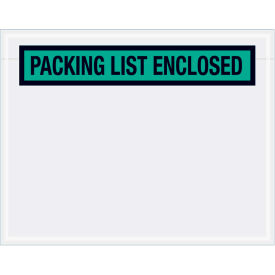 Box Packaging Inc PL459 Panel Face Envelopes, "Packing List Enclosed" Print, 7"L x 5-1/2"W, Green, 1000/Pack image.
