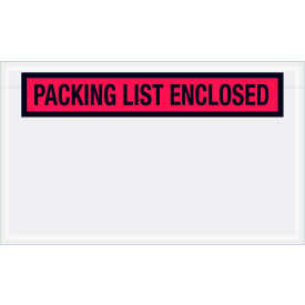 Box Packaging Inc PL461 Panel Face Envelopes, "Packing List Enclosed" Print, 7-1/2"L x 4-1/2"W, Red, 1000/Pack image.
