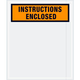 Box Packaging Inc PL479 Panel Face Envelopes, "Instructions Enclosed" Print, 10"L x 12"W, Orange, 500/Pack image.