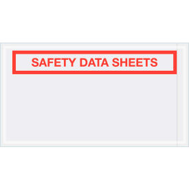Box Packaging Inc PL494 Full Face SDS Envelopes, "Safety Data Sheets" Print, 10"L x 5-1/2"W, Clear, 1000/Pack image.