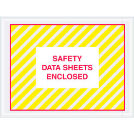 Box Packaging Inc PL498 SDS Envelopes w/ "Safety Data Sheet Enclosed" Print, 6"L x 4-1/2"W, Yellow/Red, 1000/Pack image.