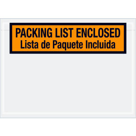 Box Packaging Inc PL500 Bilingual Envelopes, "Packing List Enclosed" Print, 7-1/2"L x 5-1/2"W, Orange, 1000/Pack image.