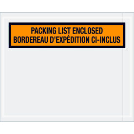 Box Packaging Inc PL501 Bilingual Envelopes, "Packing List Enclosed" Print, 5-1/2"L x 4-1/2"W, Orange, 1000/Pack image.