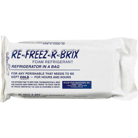 Box Packaging Inc RB30 Re-Freez-R-Brix™ Cold Bricks, 31 Oz., 9"L x 4"W x 1-1/2"H, White/Blue, 6/Pack image.