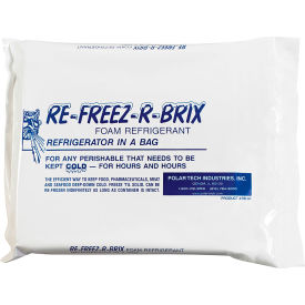 Box Packaging Inc RB60 Re-Freez-R-Brix™ Cold Bricks, 64 Oz., 9"L x 8"W x 1-1/2"H, White/Blue, 6/Pack image.