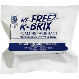 Box Packaging Inc RB7 Re-Freez-R-Brix™ Cold Bricks, 7.5 Oz., 4-1/2"L x 2"W x 1-1/2"H, White/Blue, 48/Pack image.