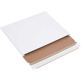 Box Packaging Inc RM1G Stayflats®Gusseted Mailers, 7-3/4"W x 10"L x 1"D, White, 100/Pack image.