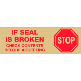 Tape Logic® Carton Sealing Tape Stop If Seal Is Broken 2" x 110 Yds. Red/Tan 
