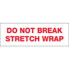 Box Packaging Inc T902P08 Tape Logic® Carton Sealing Tape, Do Not Break Stretch Wrap, 2" x 110 yds, Red/White image.