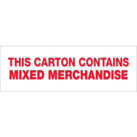 Carton Sealing Tape, Mixed Merchandise, 2" x 110 Yds., 2.2 Mil, Red/White view 2