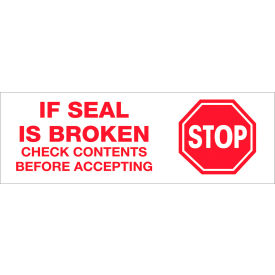 Carton Sealing Tape, Stop If Seal Is Broken, 3" x 110 Yds., Red/White view 2