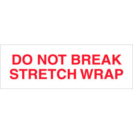Carton Sealing Tape, Do Not Break Stretch Wrap, 3" x 110 Yds., Red/White view 2