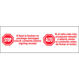 Box Packaging Inc T905P13 Tape Logic® Carton Sealing Tape, Stop/Alto, 3" x 110 yds., Red/White image.