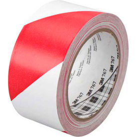 Box Packaging Inc T9677672PK 3M™ 767 Striped Vinyl Tape 2" x 36 Yds 5 Mil Red/White - 2/PACK image.