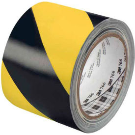 Box Packaging Inc T9687662PK 3M™ 766 Striped Vinyl Tape 3" x 36 Yds 5 Mil Black/Yellow - 2/PACK image.