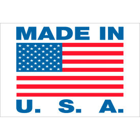 Labels with "Made in U.S.A." Print, 3"L x 2"W, Red/White/Blue, Roll of 500 view 2
