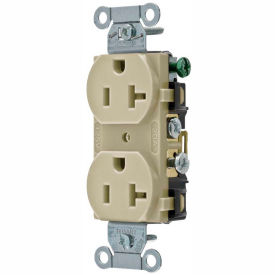 Bryant Electric Div Of Hubbell CRS20I Bryant CRS20I Commercial Grade Duplex Receptacle, 20A, 125V, Ivory, Side Wired image.