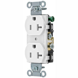 Bryant Electric Div Of Hubbell CRS20W Bryant CRS20W Commercial Grade Duplex Receptacle, 20A, 125V, White, Side Wired image.