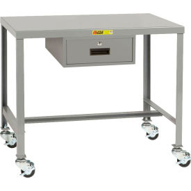 Little Giant MT1-2436-30ED3R Little Giant® Mobile Machine Table W/ Drawer, Steel Square Edge, 36"W x 24"D x 30"H, Gray image.