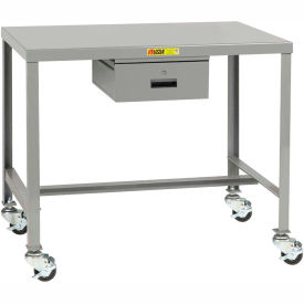 Little Giant MT1-2436-36ED3R Little Giant® Mobile Machine Table W/ Drawer, Steel Square Edge, 36"W x 24"D x 36"H, Gray image.