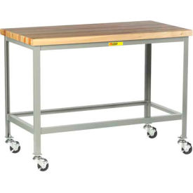 Little Giant WT-2424-3R Little Giant® Mobile Butcher Block Top Table, 24 x 24", Open Base image.