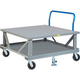 Little Giant 2PDSEH40-6PH2FL Little Giant® Ergonomic Adj. Height Pallet Stand with Handle 2PDSEH40-6PH2FL 40 x 48 Solid Deck image.
