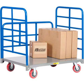 Little Giant DRB-2448-6PY Little Giant® Double End Rack Platform Truck with Side Rack DRB-2448-6PY - 24 x 48 image.