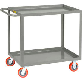 Little Giant LGL-3060-6PY Little Giant® Welded Service Cart w/2 Lip Shelves, 2000 lb. Capacity, 60"L x 30"W x 35"H, Gray image.