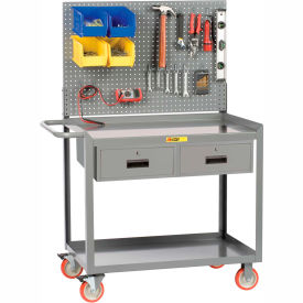 Little Giant MW2436-5TL2DRPB Little Giant® Mobile Workbench, 42 x 24", Pegboard Panel, 2 Shelves & 2 Drawers image.