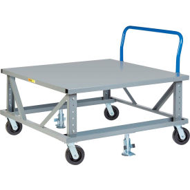 Little Giant PDSEH48486PH2FL Little Giant® Ergonomic Adj. Height Pallet Stand with Handle PDSEH48486PH2FL - Solid Deck 48x48 image.