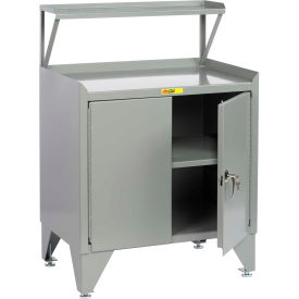 Little Giant RS3-2D-2436-LL Little Giant Shop Desk w/ Cabinet, Shelf & Riser, 36"W x 24"D, Gray image.