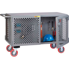 Little Giant ST-2448-6PY-PB Little Giant 2-Sided Mobile Maintenance Cart ST-2448-6PY-PB - Pegboard Panel, 3600 Lbs. Capacity image.