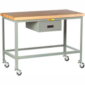 Little Giant WT-2424-3R-DR Little Giant® Mobile Butcher Block Top Table, 24 x 24", Drawer image.