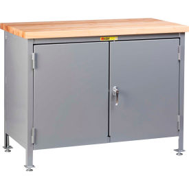 Little Giant WTC-2D-2436-LL Little Giant Work Center Cabinet w/ Maple Square Edge Top, 24"W x 36"D, Gray image.